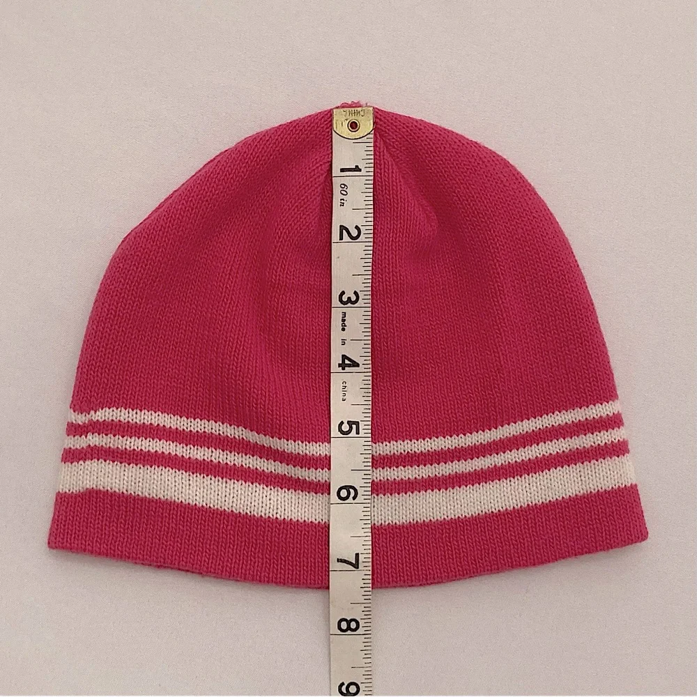 Vintage Pink And White Striped Beanie Winter Hat